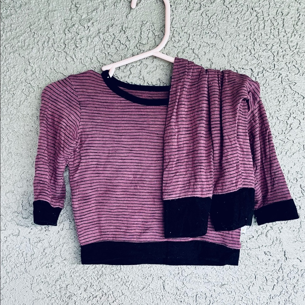 GUC 3-6M baby Goosebumps Dark Purple and Black Stripe 2-piece set